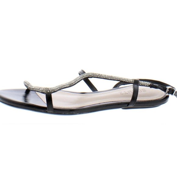 Schutz Georgia Lee Black Crystal Embellished Women's Sandals - Picture 3 of 6